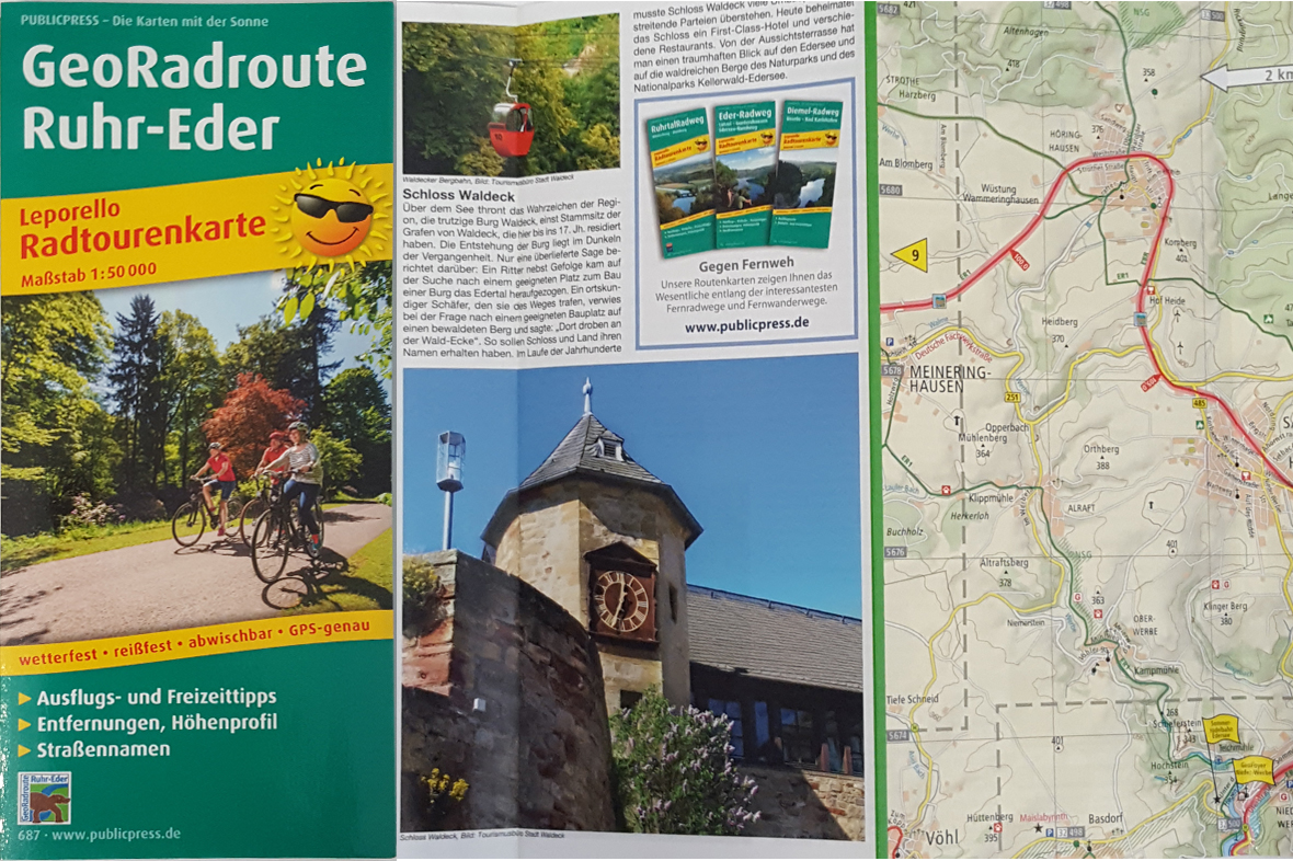 Leporello Radtourenkarte GeoRadroute Ruhr-Eder