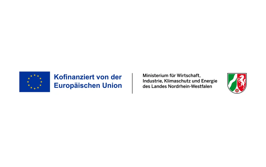 EU- und NRW-Logo (2025) Label Kofinanziert von der Europäischen Union & Ministerium für Wirtschaft, Industrie, Klimaschutz und Energie NRW